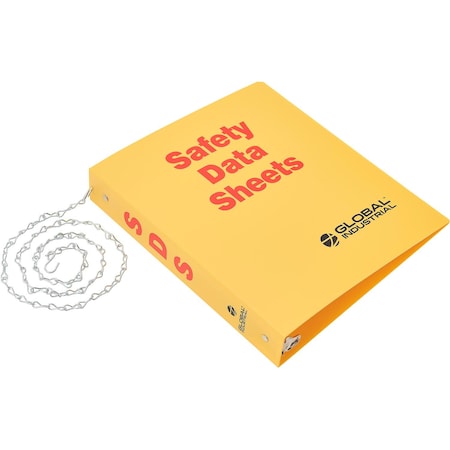 Global Industrial English 3 Ring Safety Data Sheet Binder, 2ftft Rings With Chain 708607